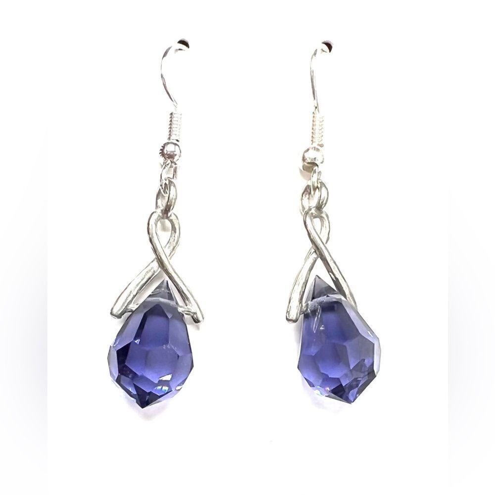 Swarovski crystal amethyst dangle earrings